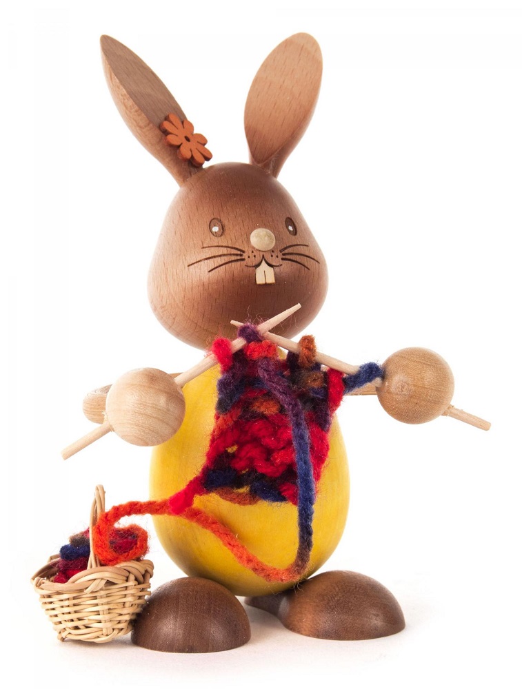 Hase Stupsi Mit Strickzeug Holzfigur Osterdekoration DDV Lokal