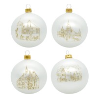 Weihnachtskugeln Radebeul - 4er Set - weiß