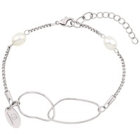 Célia von Barchewitz - Armband CHARU mit 2 Perlen - silberfarben inkl. Samtsäckchen