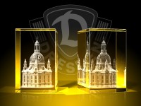 Frauenkirche Dynamo Dresden - Quader - Kristallglas mit 3D-Innengravur